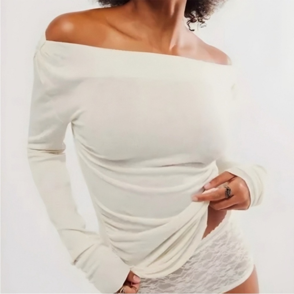 Free People White Asymmetrical Ruched Blouse